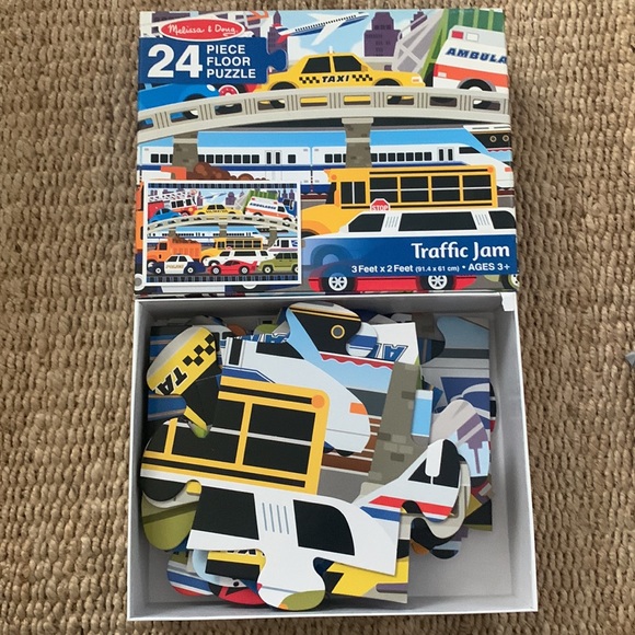 Lot of 2- Melissa & Doug 24pc floor puzzles - Traffic & Truck - Picture 2 of 8